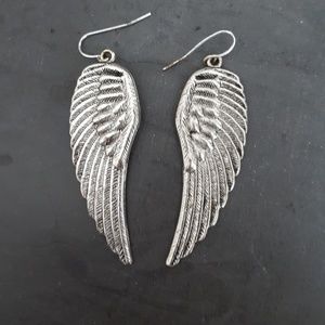 Distressed angel wing earrings